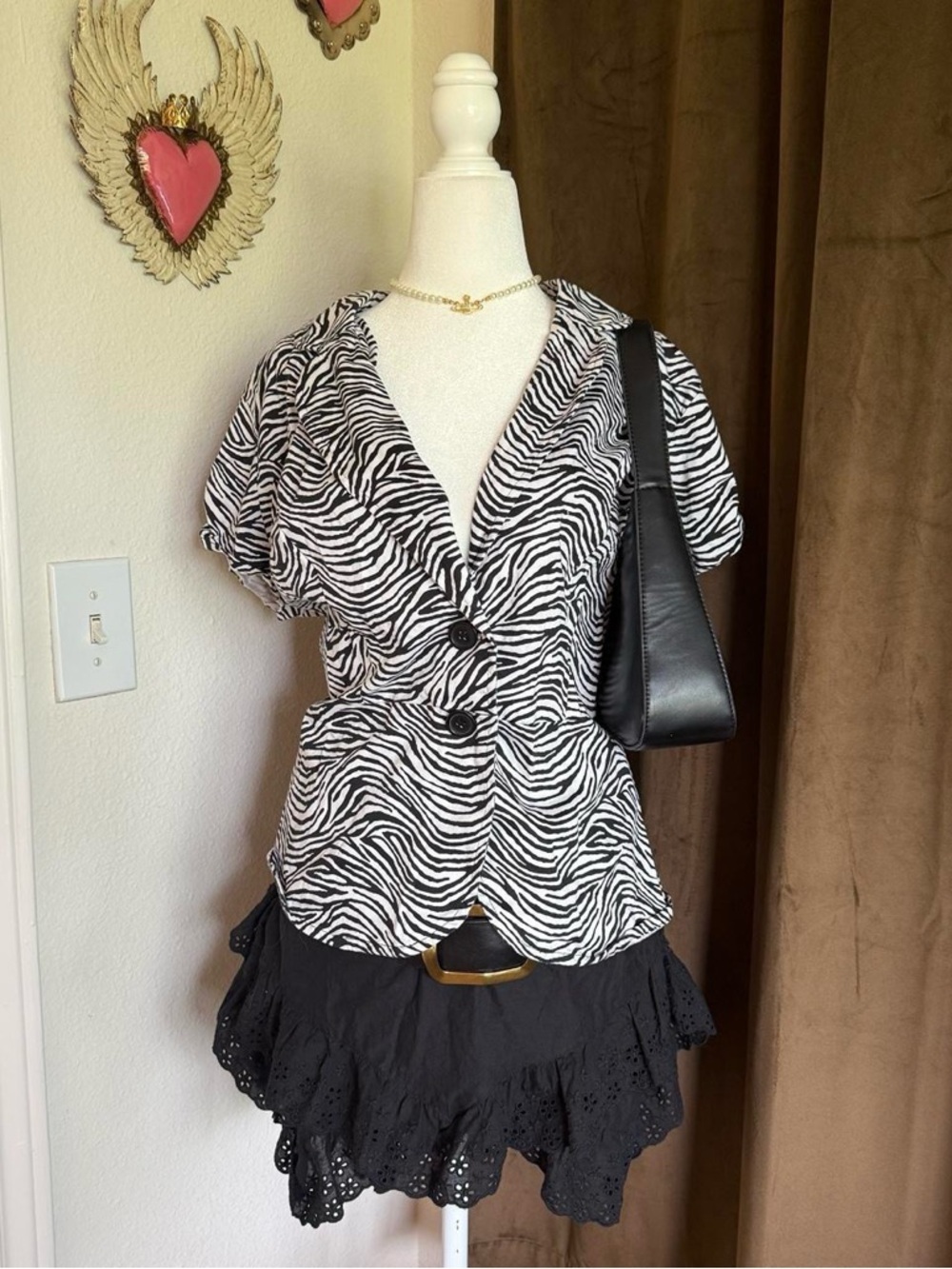 Cato Black and White Zebra Print Blouse